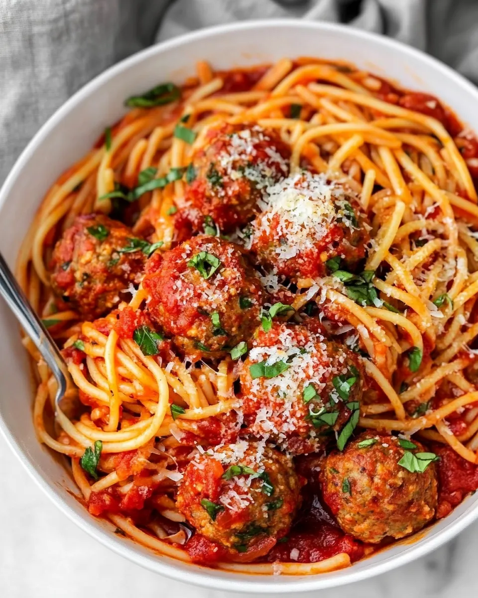 Delicious Chicken Meatballs and Spaghetti plate image