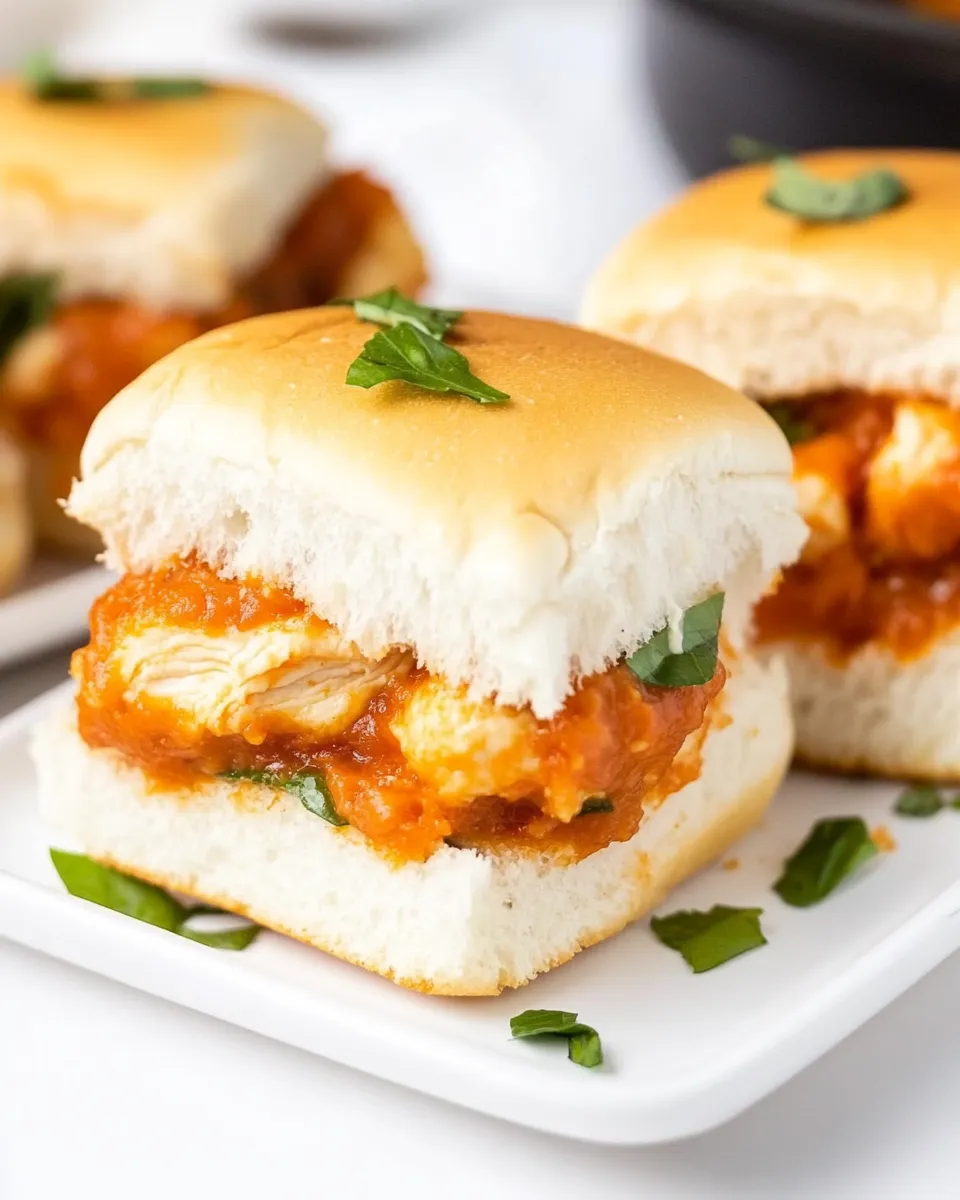 Delicious Chicken Parmesan Sliders food shot