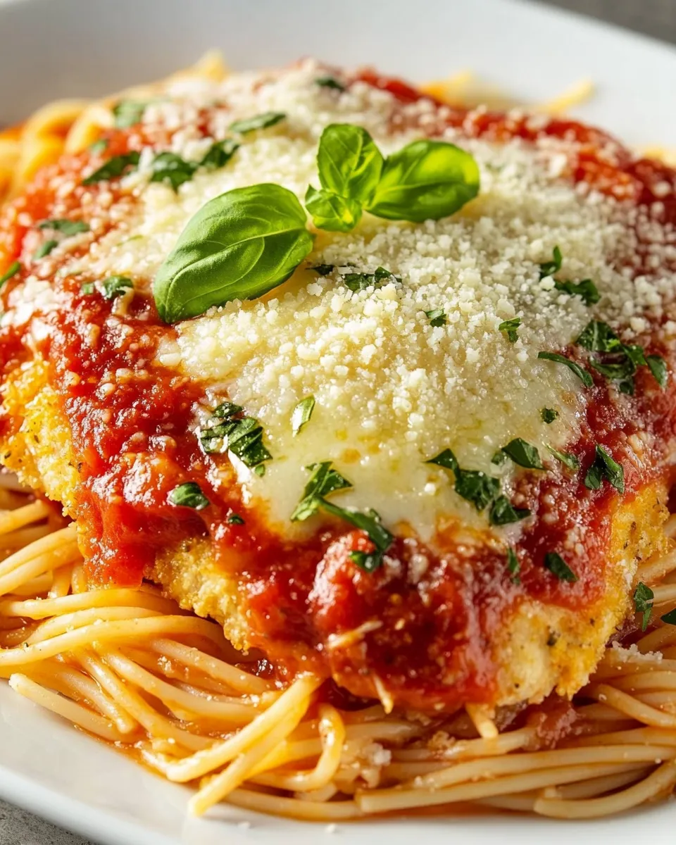 Delicious Chicken Parmesan and Spaghetti Marinara shot