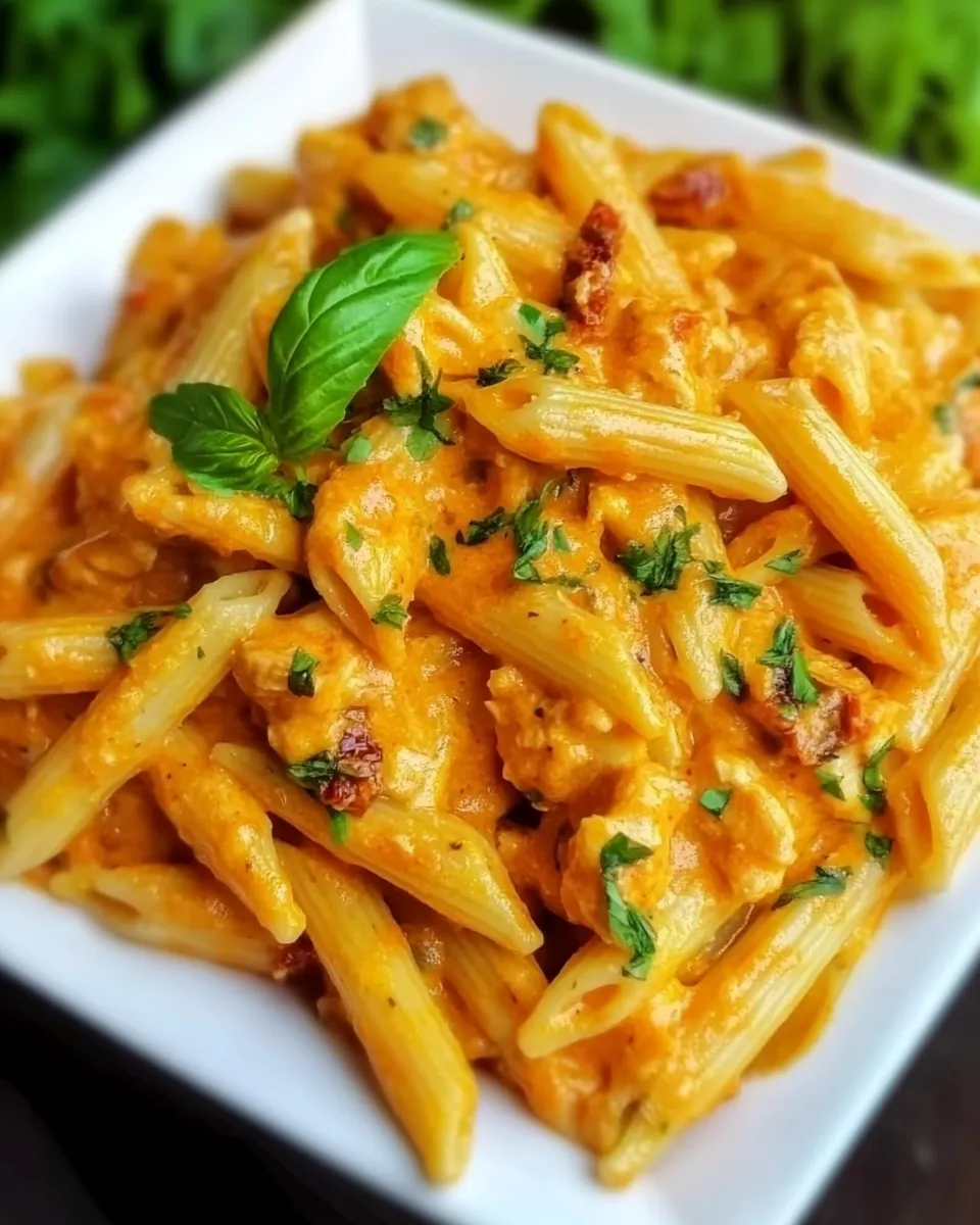 delicious Chicken Penne with Sun-Dried Tomato Sauce plate image