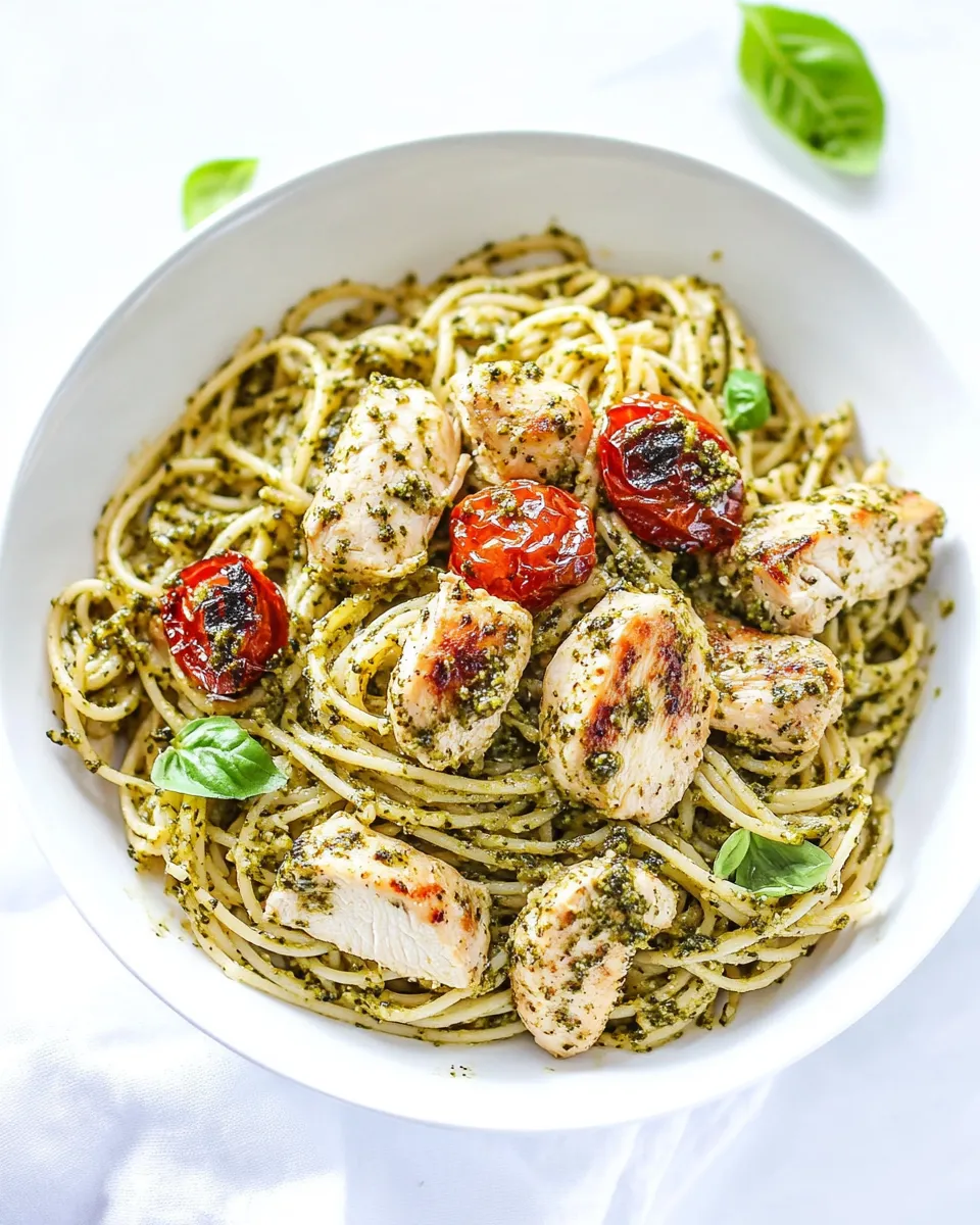 Homemade Chicken Pesto Spaghetti recipe photo