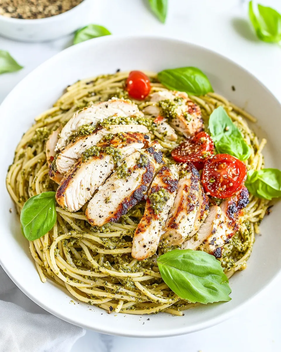 Classic Chicken Pesto Spaghetti dish photo