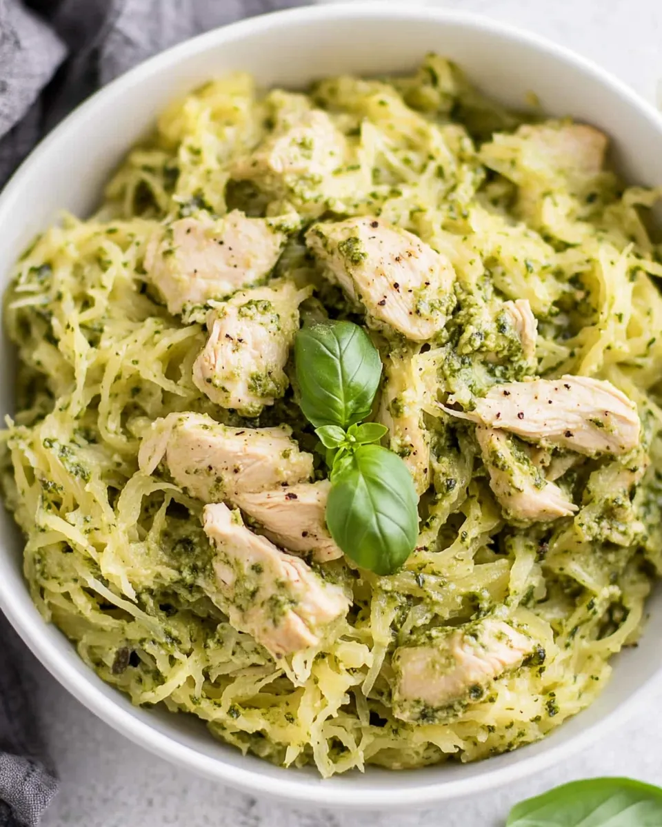 Classic Chicken Pesto Spaghetti Squash (Paleo, Keto, Whole30) image