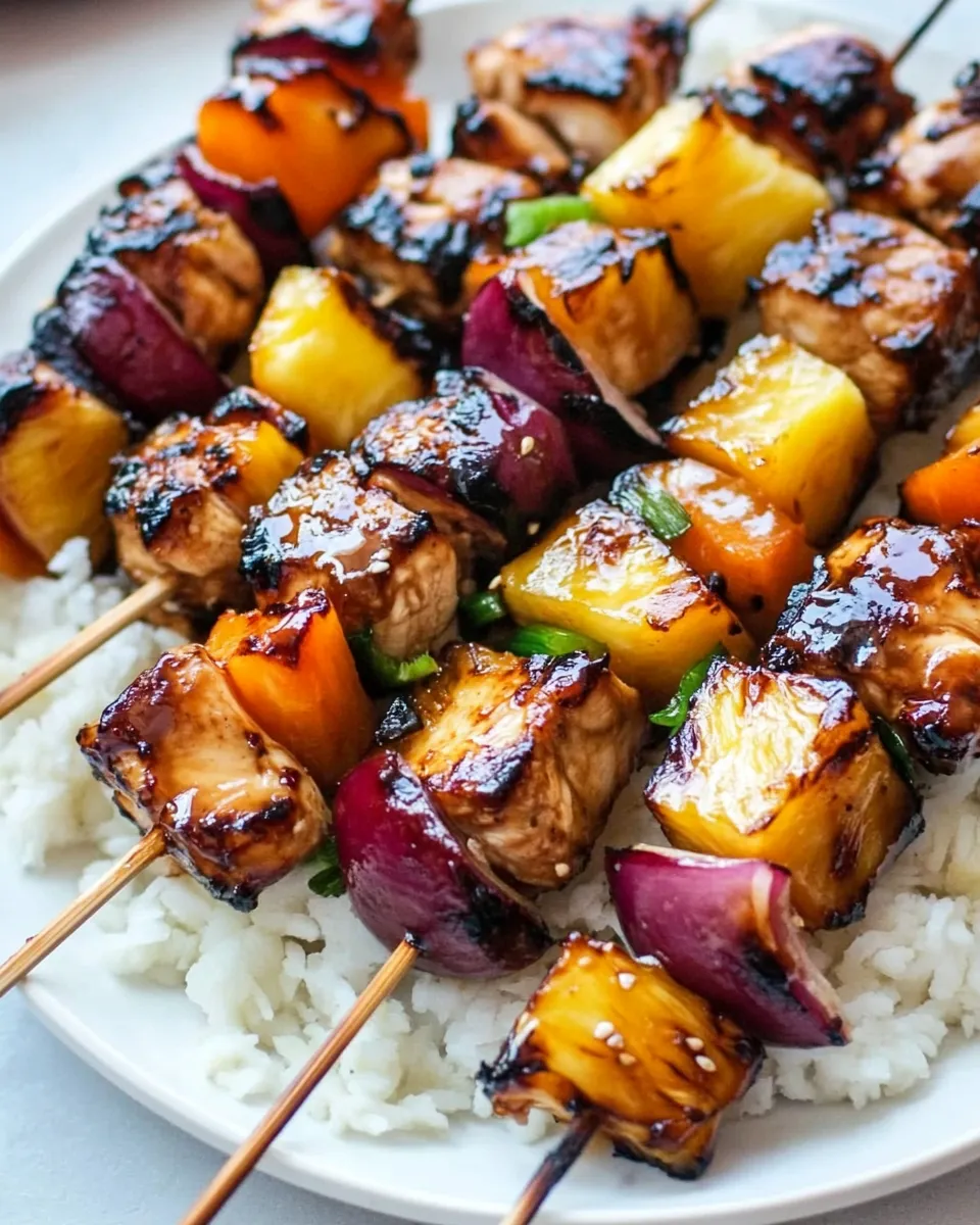 Easy Chicken Pineapple Kabobs with Teriyaki Sauce food shot