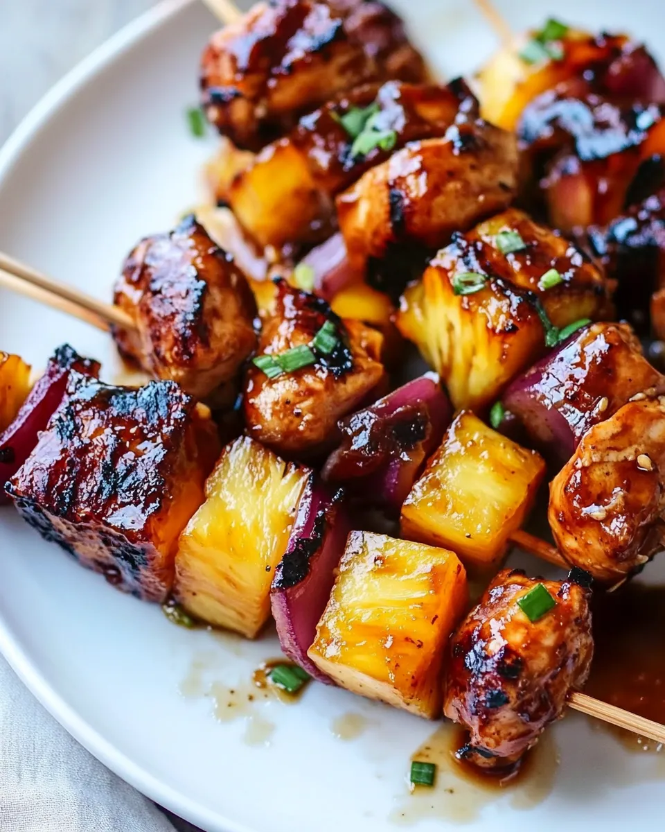 Delicious Chicken Pineapple Kabobs with Teriyaki Sauce plate image