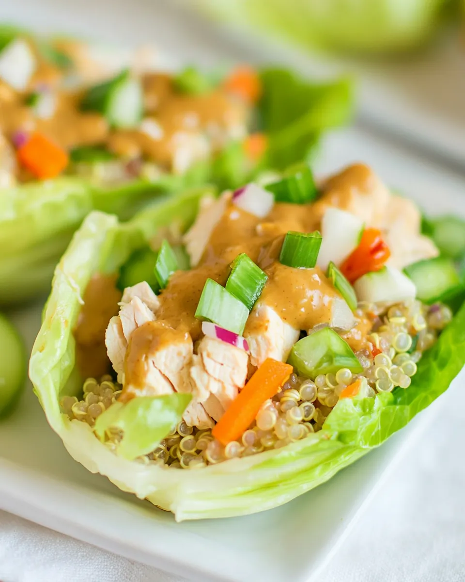Easy Chicken Quinoa Lettuce Wraps with Peanut Sauce recipe photo