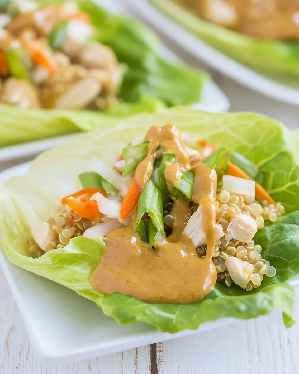 Delicious Chicken Quinoa Lettuce Wraps with Peanut Sauce dish photo