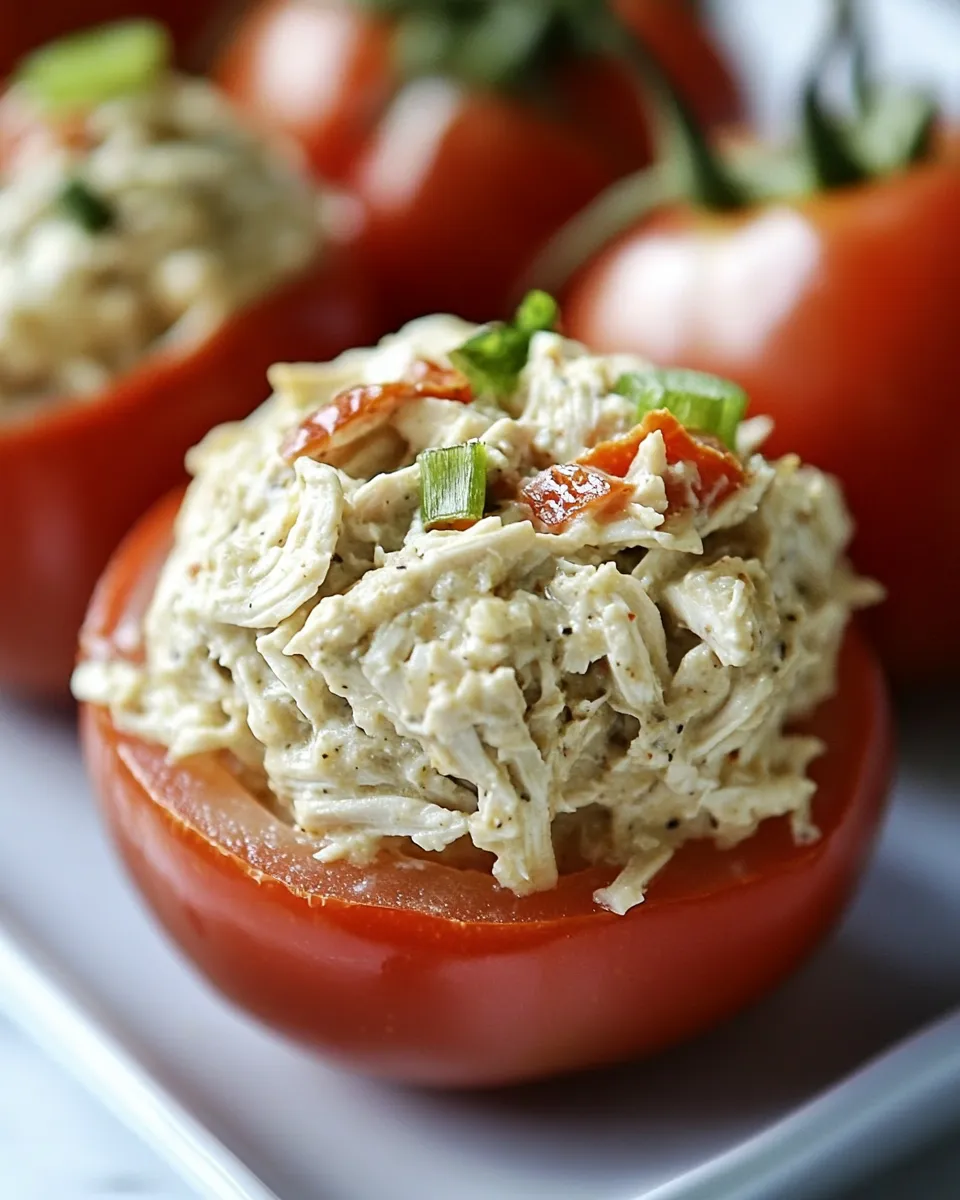 Easy Chicken Salad Stuffed Tomatoes Recipe recipe image