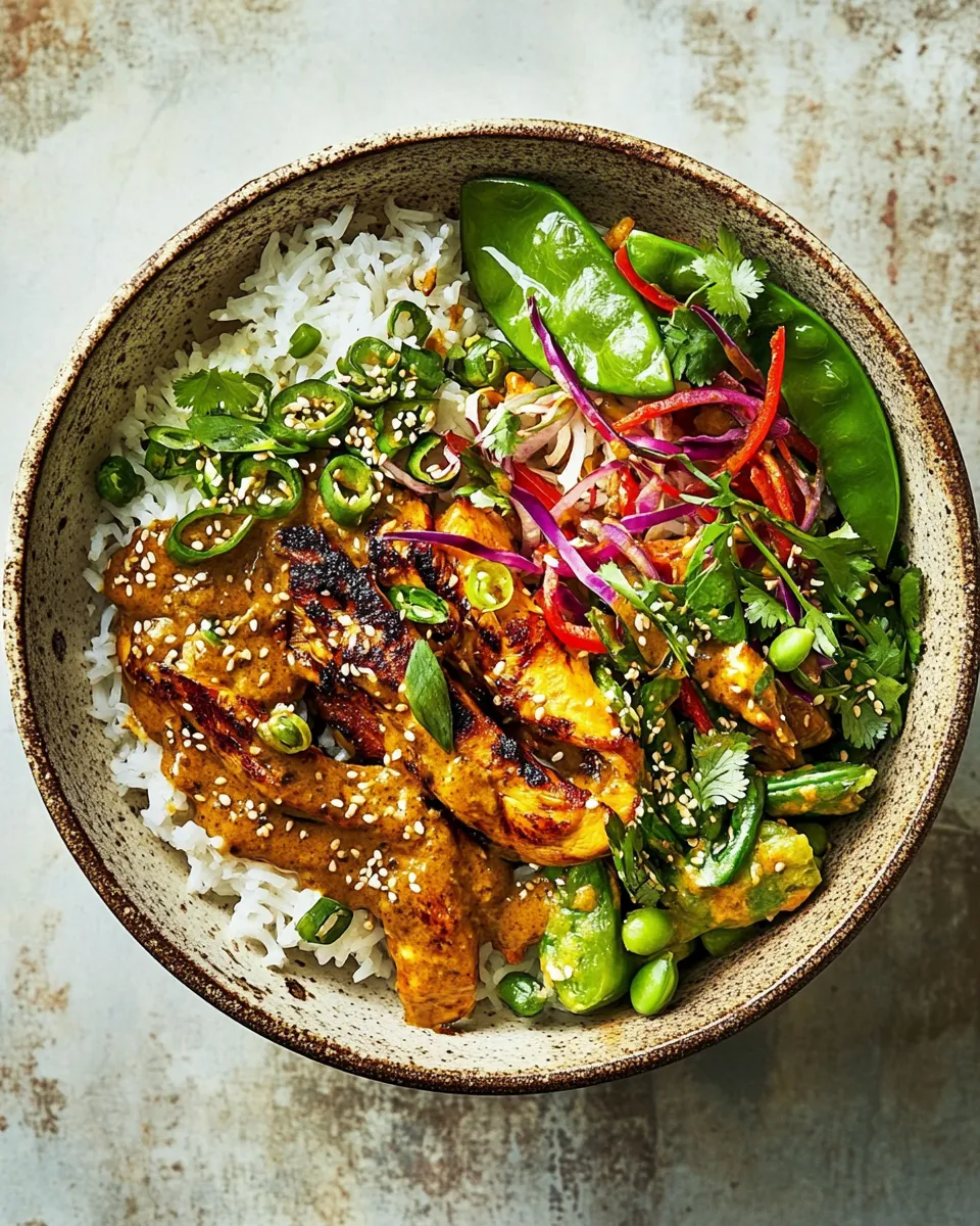 Delicious Chicken Satay Bowl food shot