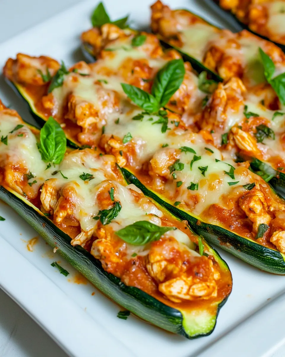 Easy Chicken Zucchini Boats food shot