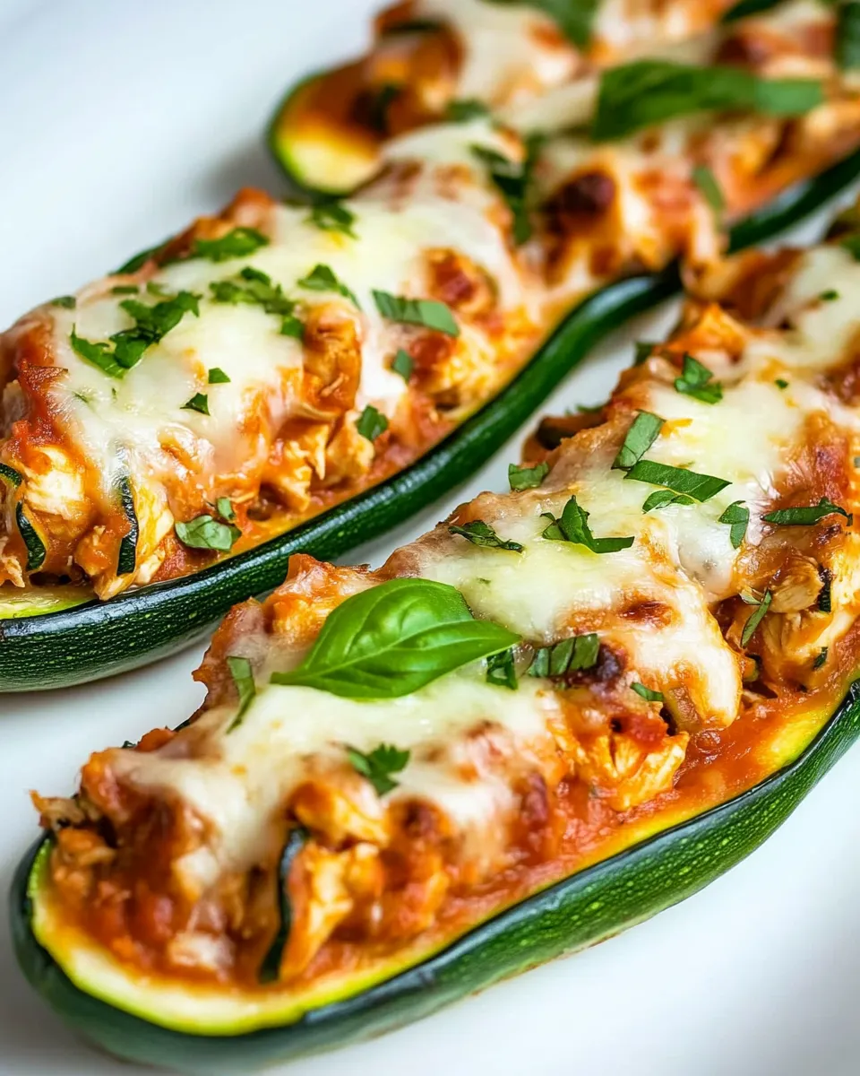Delicious Chicken Zucchini Boats plate image