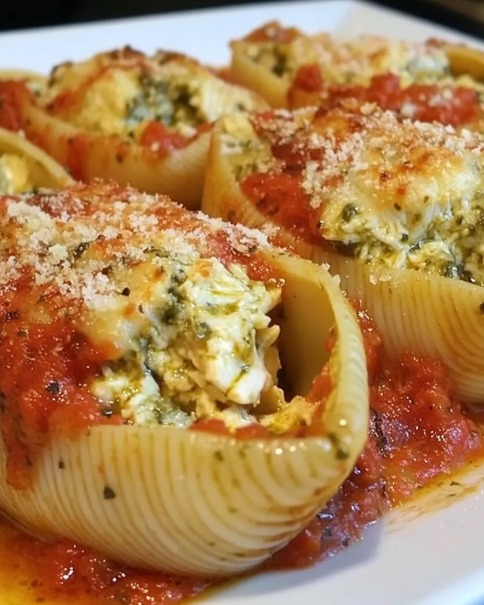 Delicious Chicken and Pesto Stuffed Shells plate image