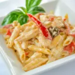 homemade Chicken and Vegetable Penne Alfredo photo