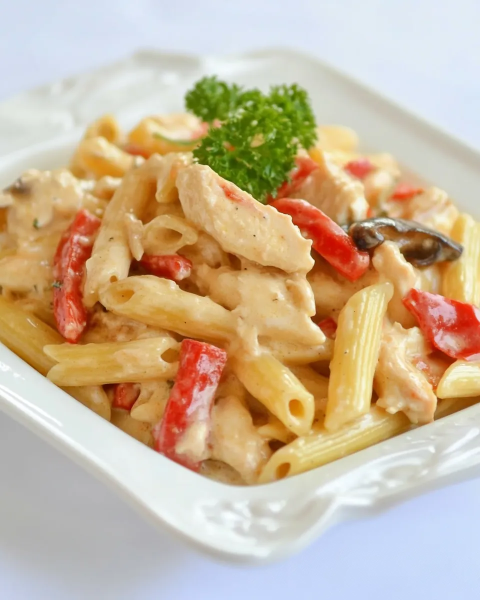 easy Chicken and Vegetable Penne Alfredo picture