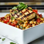 Homemade Chickpea and Tomato Salad with Grilled Chicken recipe photo