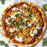 Delicious Chili Lime Chicken Street Corn Pizza. picture