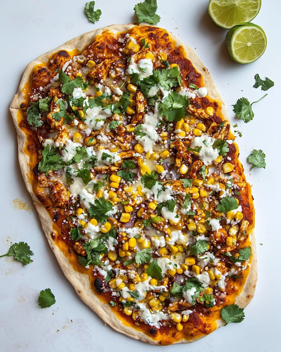 Amazing Chili Lime Chicken Street Corn Pizza. recipe image