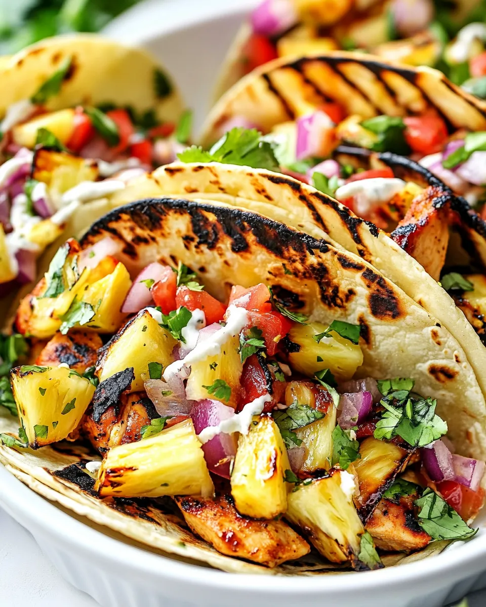 Homemade Chili Lime Chicken Tacos with Grilled Pineapple Salsa photo
