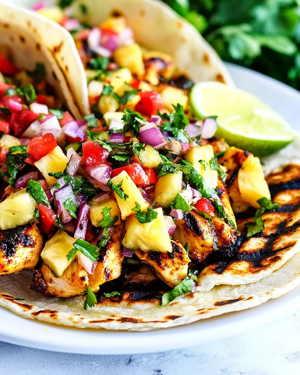 Easy Chili Lime Chicken Tacos with Grilled Pineapple Salsa dish photo
