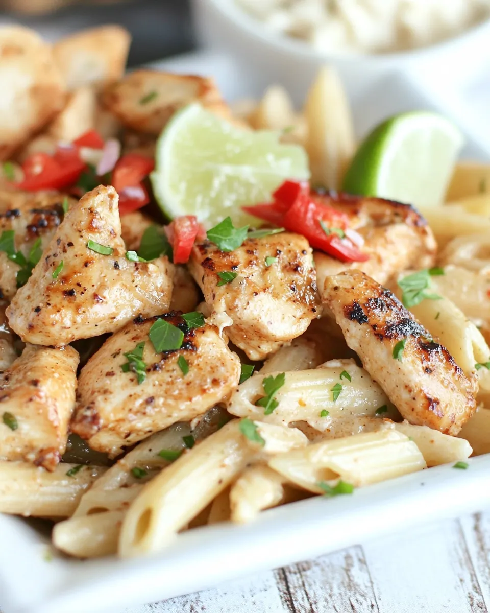 Classic Chili Lime Chicken with Creamy Garlic Penne Pasta image