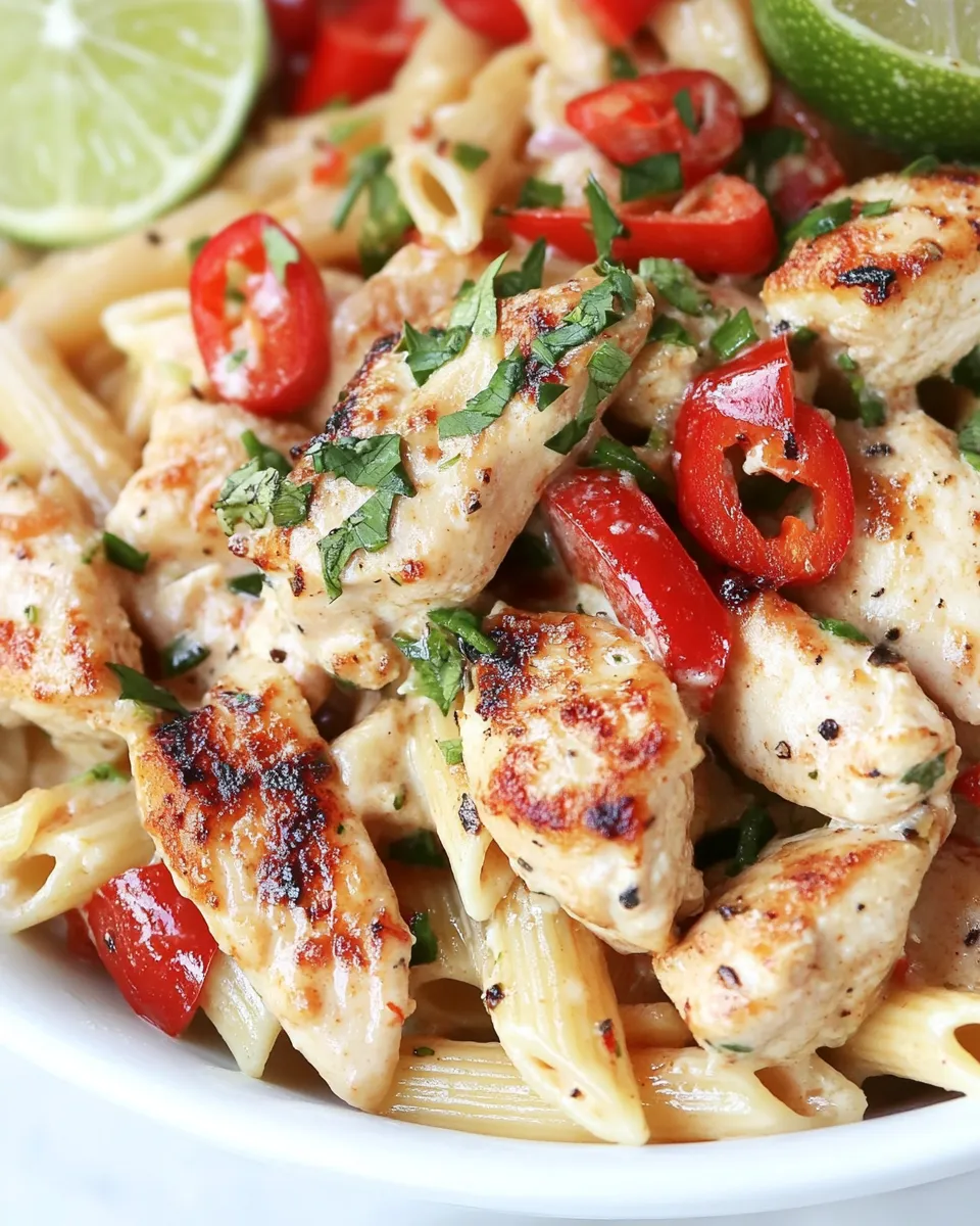 Delicious Chili Lime Chicken with Creamy Garlic Penne Pasta dish photo