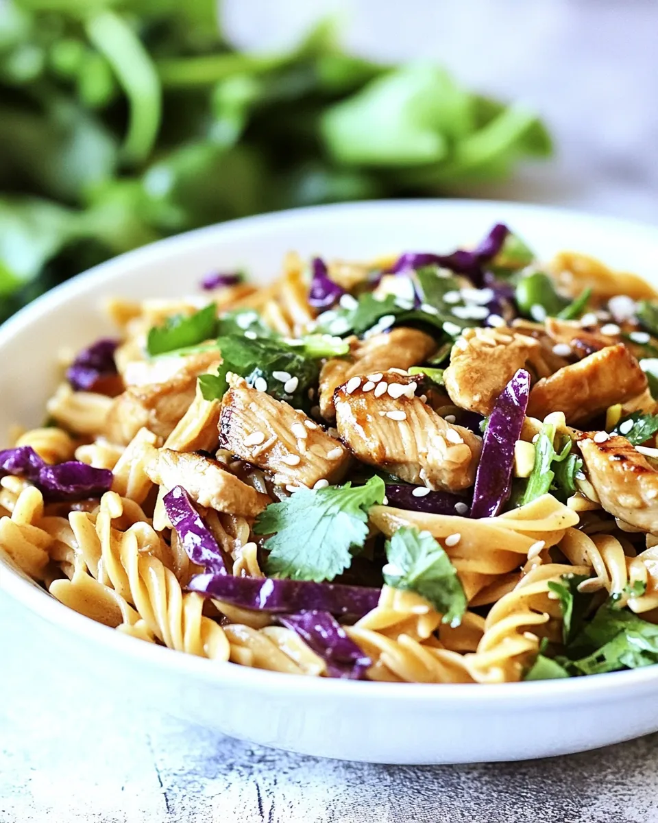 Homemade Chinese Chicken Pasta Salad with Sesame Dressing photo
