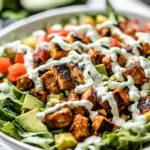 Homemade Chipotle BBQ Chicken Salad with Tomatillo Avocado Ranch Dressing recipe photo