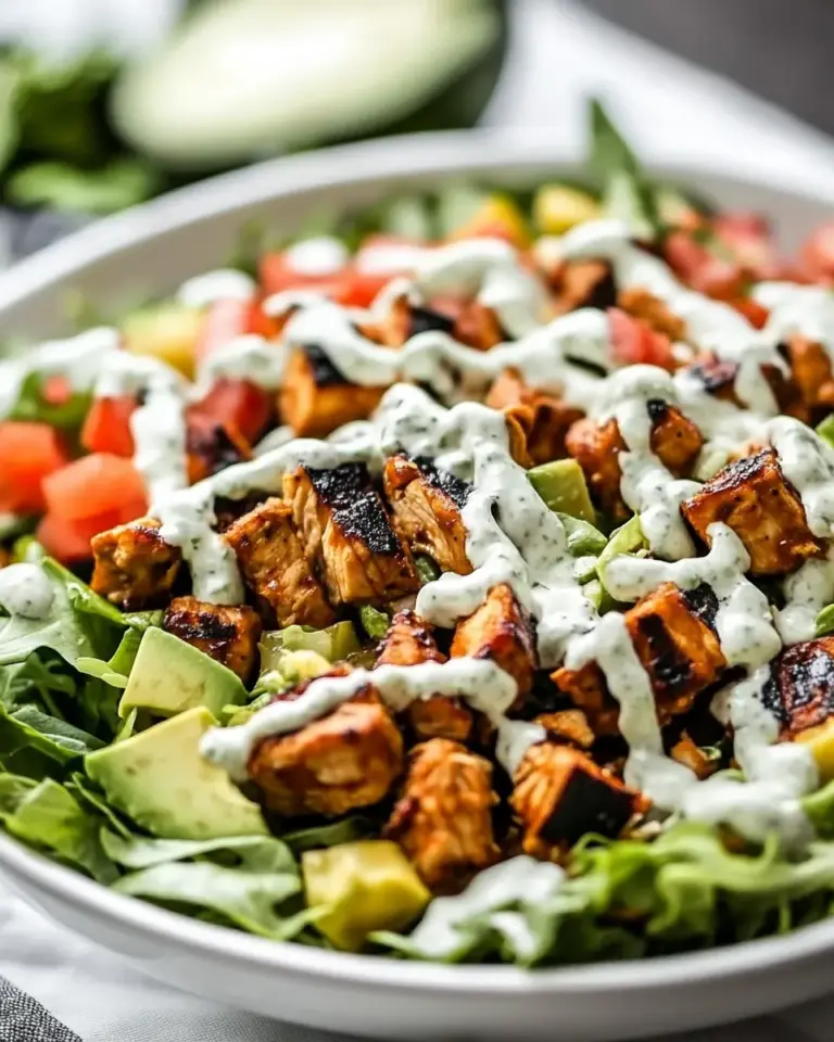 Homemade Chipotle BBQ Chicken Salad with Tomatillo Avocado Ranch Dressing recipe photo
