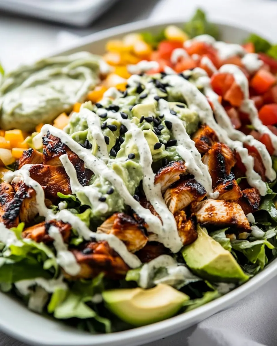 Classic Chipotle BBQ Chicken Salad with Tomatillo Avocado Ranch Dressing dish photo