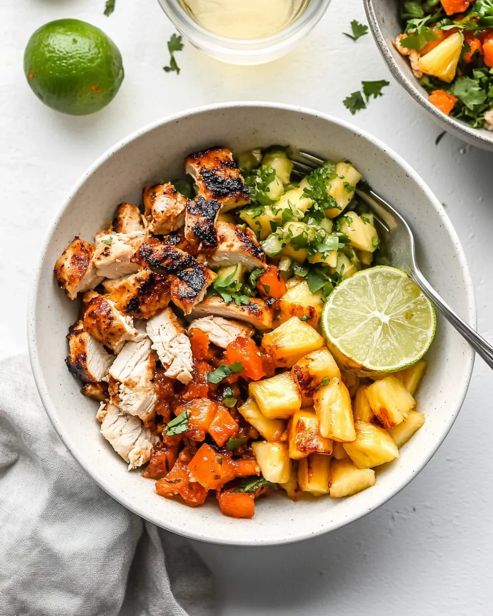 Delicious Chipotle Chicken Bowls with Pineapple Salsa dish photo