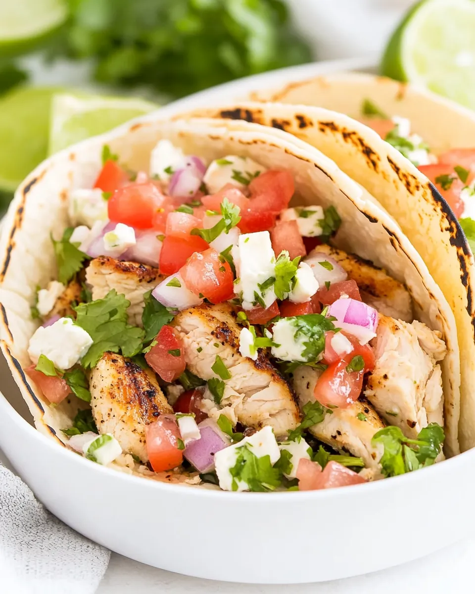 Easy Cilantro Lime Grilled Chicken Tacos food shot