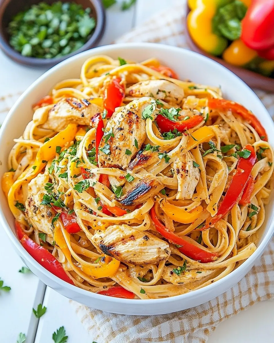 Easy Creamy Cajun Grilled Chicken Pasta food shot