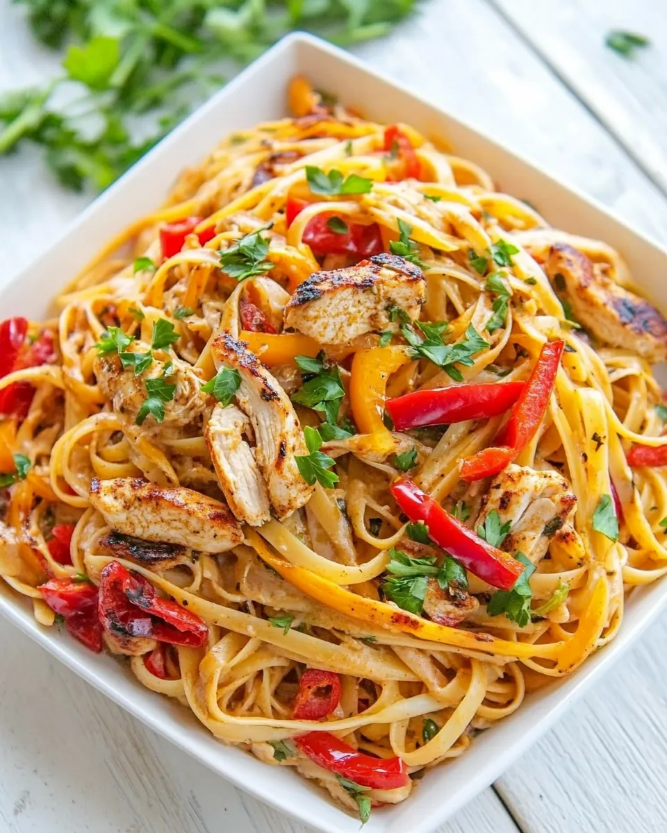 Delicious Creamy Cajun Grilled Chicken Pasta plate image