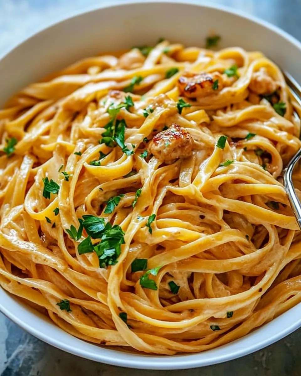 delicious Creamy Calamari Fettuccine shot