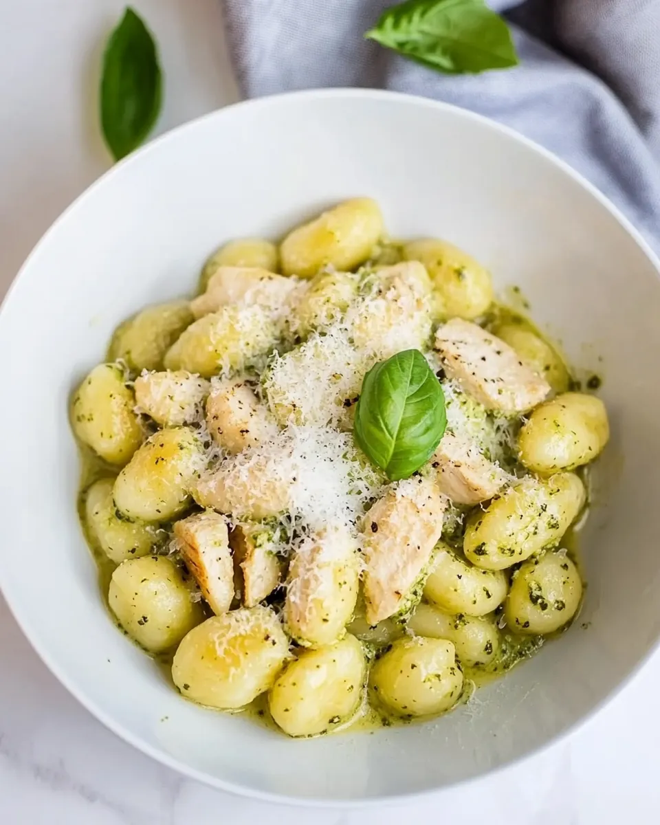 Delicious Creamy Chicken Pesto Gnocchi plate image