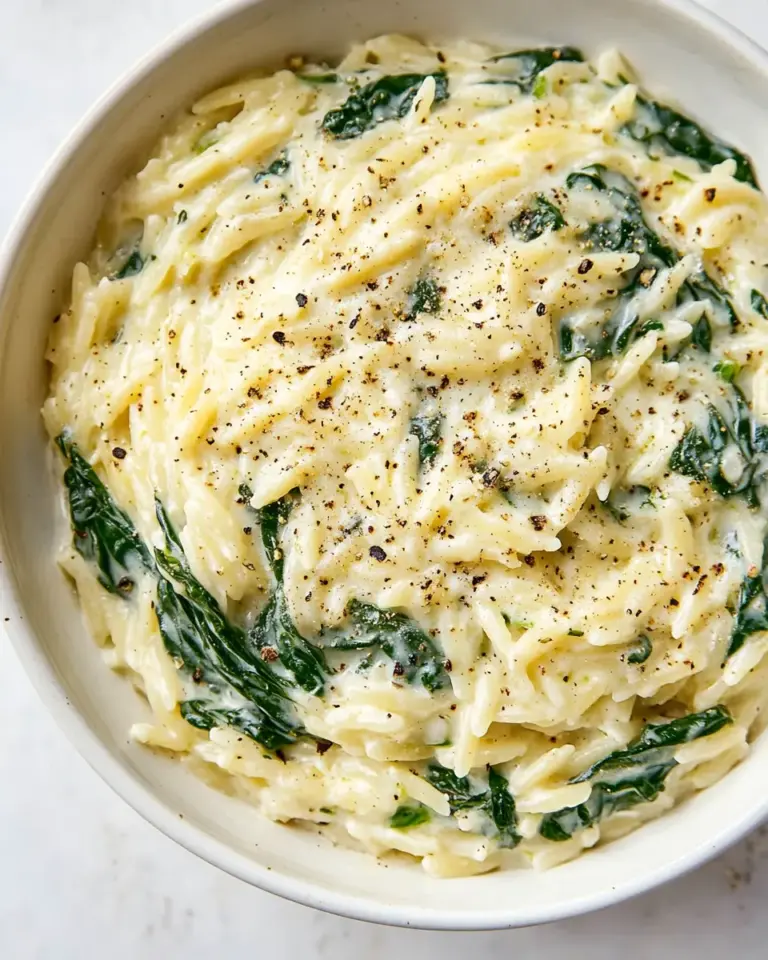 Homemade Creamy Garlic Spinach Orzo photo
