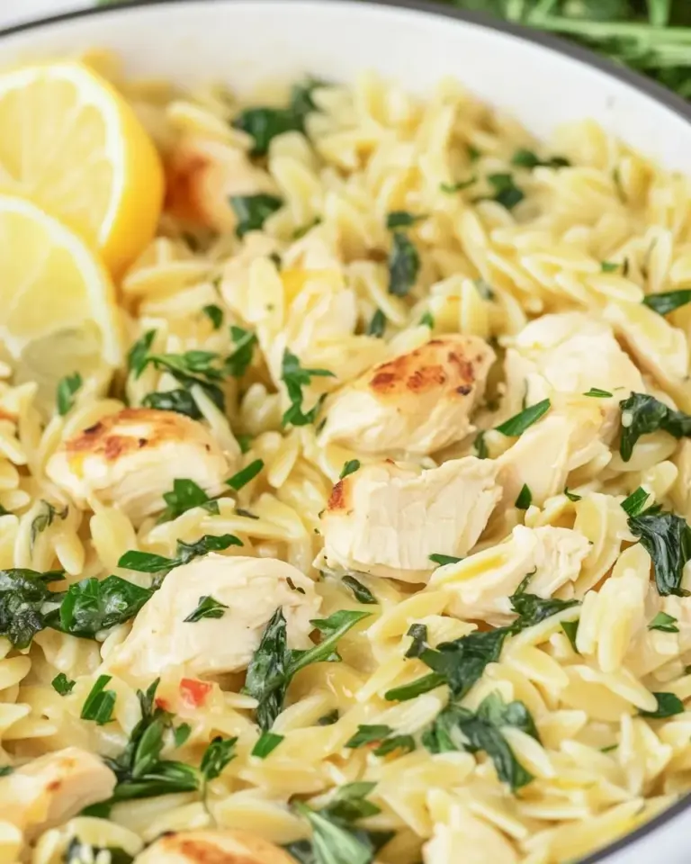 Homemade Creamy Lemon Orzo with Chicken photo