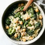 Homemade Creamy Lemon Orzo with Chickpeas & Broccoli photo