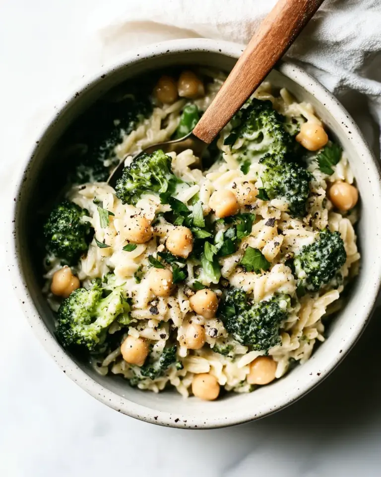 Homemade Creamy Lemon Orzo with Chickpeas & Broccoli photo