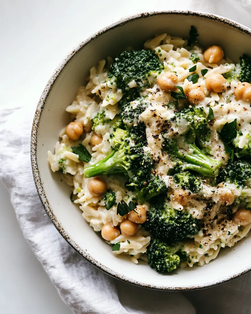 Easy Creamy Lemon Orzo with Chickpeas & Broccoli recipe image