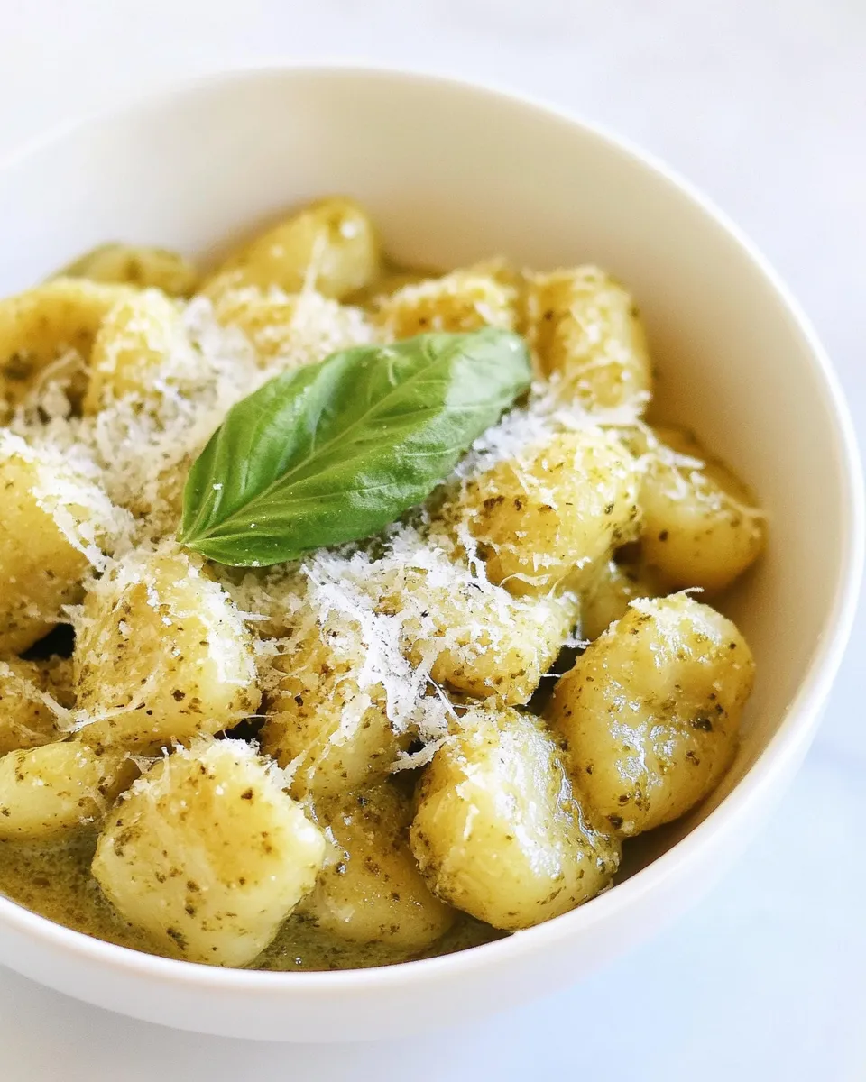 Delicious Creamy Pesto Gnocchi shot
