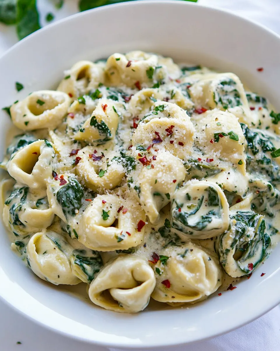 homemade Creamy Spinach Artichoke Tortellini photo