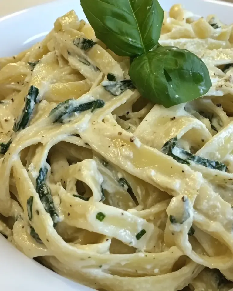 homemade Creamy Spinach Fettuccine photo