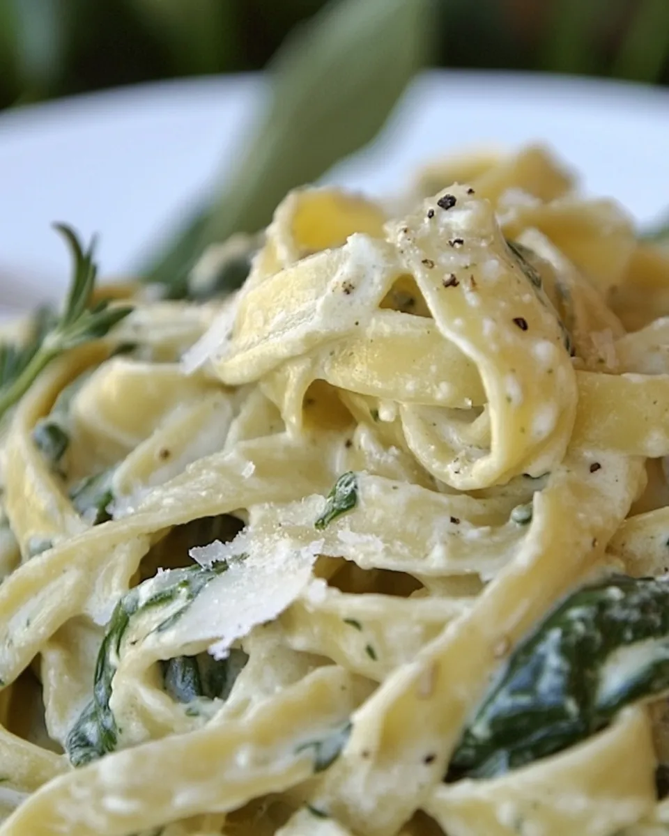 easy Creamy Spinach Fettuccine picture