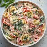 homemade Creamy Spinach Tomato Tortellini photo