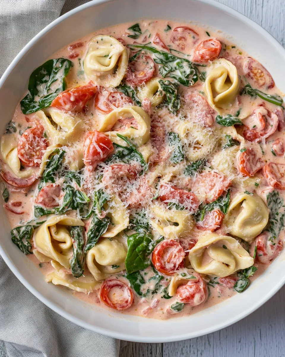 classic Creamy Spinach Tomato Tortellini image
