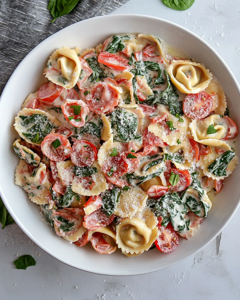 easy Creamy Spinach Tomato Tortellini picture