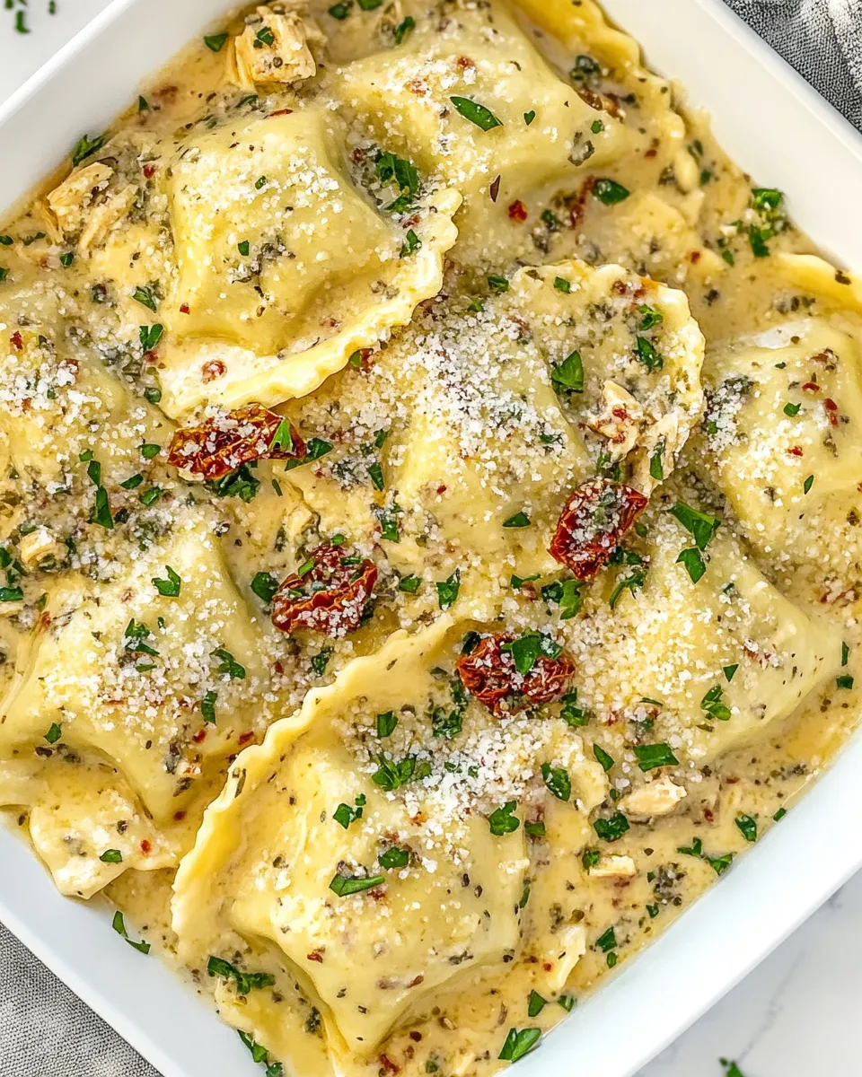 Homemade Creamy Sun-Dried Tomato Chicken Ravioli photo
