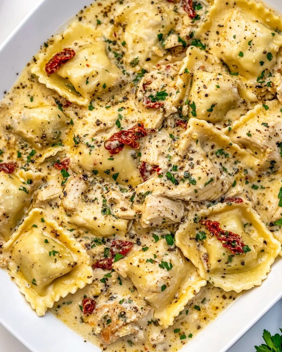 Delicious Creamy Sun-Dried Tomato Chicken Ravioli dish photo