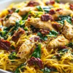 Homemade Creamy Sun-Dried Tomato Spaghetti Squash with Chicken and Spinach photo